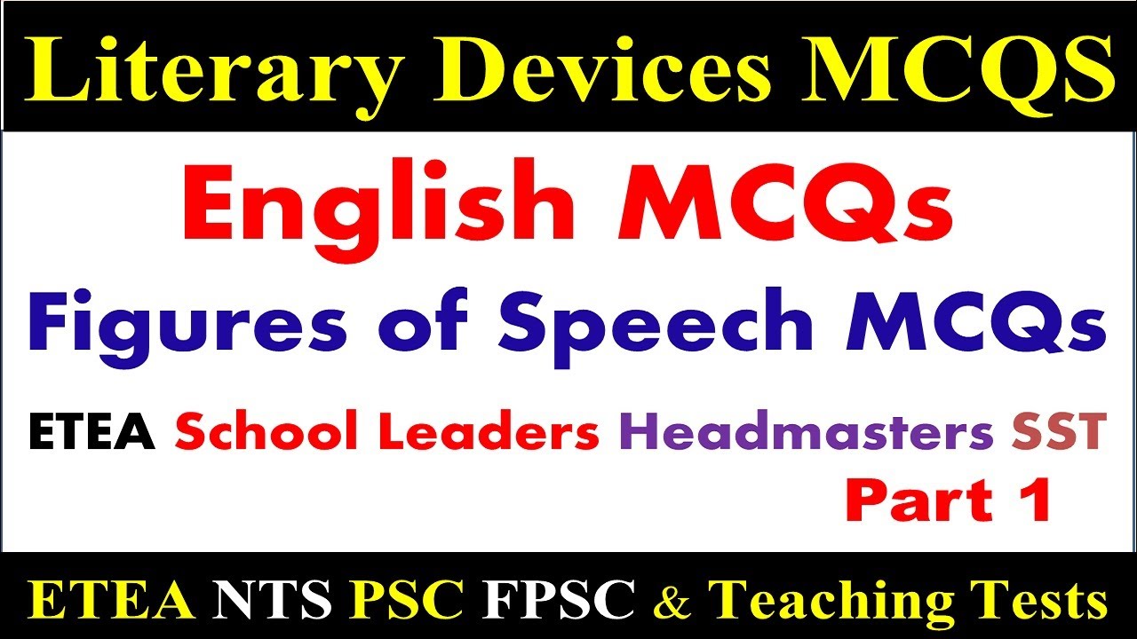 English MCQs for ETEA School Leaders|| Figures of Speech MCQs| English Literary Devices MCQs NTS PSC
