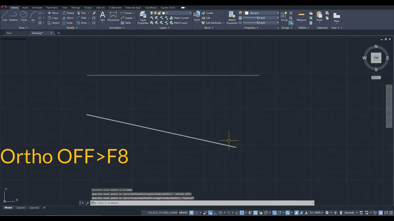 AutoCAD Ortho Mode ON / OFF