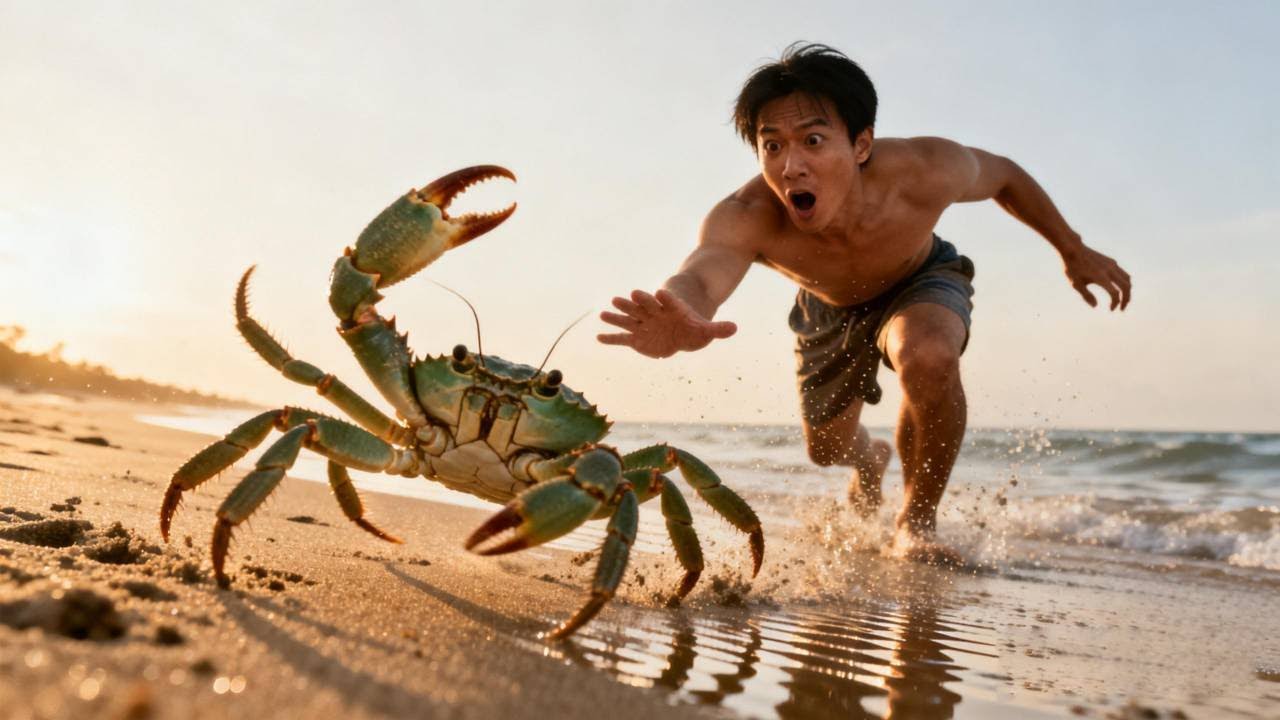 《钓鱼赶海》：退潮后阿平赶海抓到一只大青蟹，还收获了金蛋螺和金鲳鱼 #赶海 #熱門 #大魚 #海钓