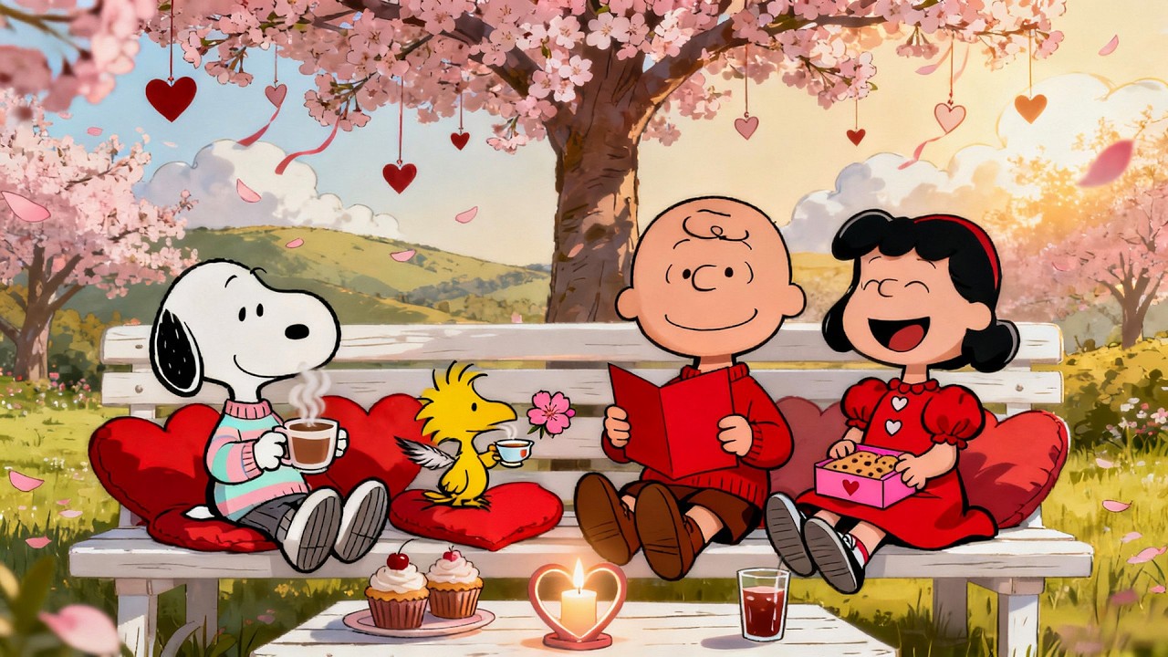 Snoopy's Sweet Valentine Morning on the Bench 💘☕ Gentle Lofi Vibes to Relax & Focus