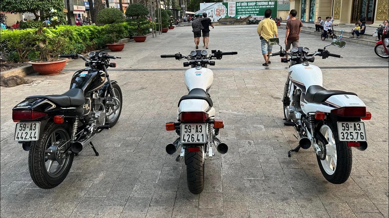 Bộ 3 Honda CB250 Nighthaw màu trắng và đen xe đẹp máy chất