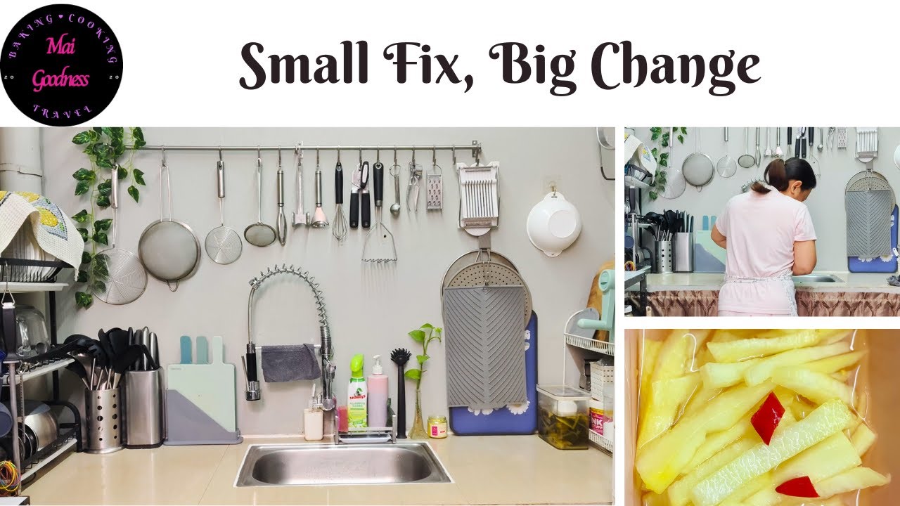 Homemaking vlog: Work Kitchen Sink Regrouting & Faucet Upgrade | Small Home Improvements