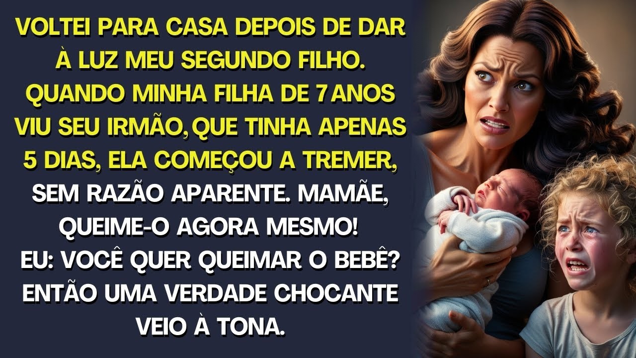 Ao voltar para casa com seu bebê recém nascido, sua filha de 7 anos gritou  “MAMÃE, QUEIME O AGORA