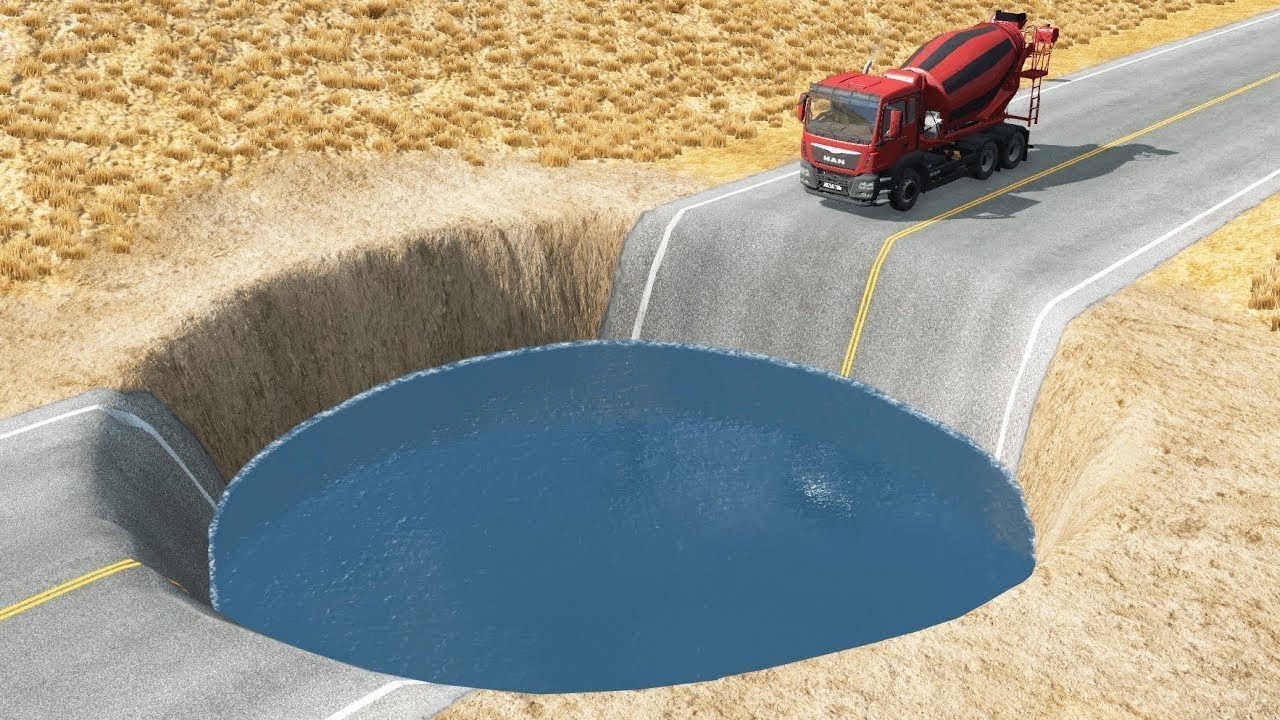 Cars vs Giant Pit  – BeamNG Drive