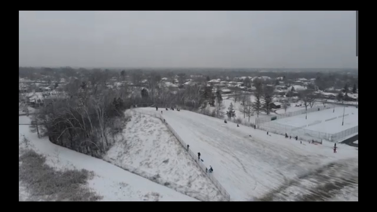 Drone flight over Berens Park, Sledding hill, Elmhurst, Illinois. Mavic Air 2