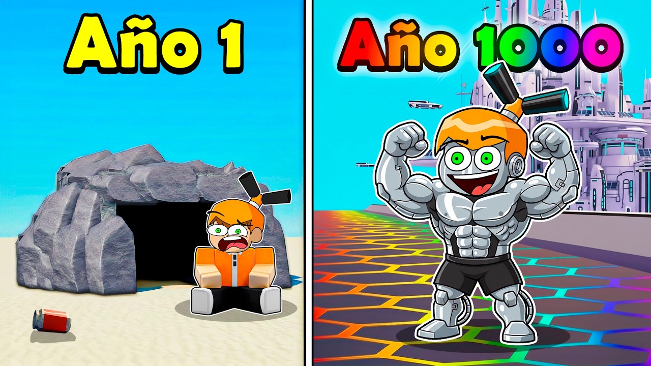 EVOLUCIONÉ de LA EDAD de PIEDRA al FUTURO en Roblox... 🚀