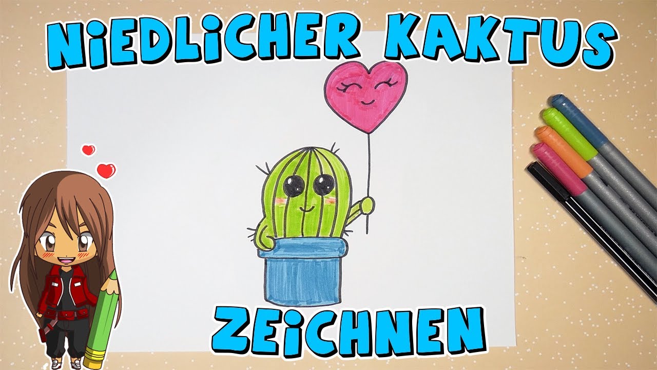 Kawaii Kaktus einfach malen für Kinder | ab 7 Jahren | Malen mit Evi | deutsch