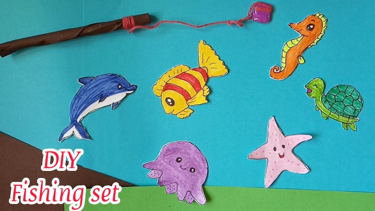 DIY fishing toy set | Pretend toy playsets | Learn sea animals | Playful DNA | Homemade fishing set