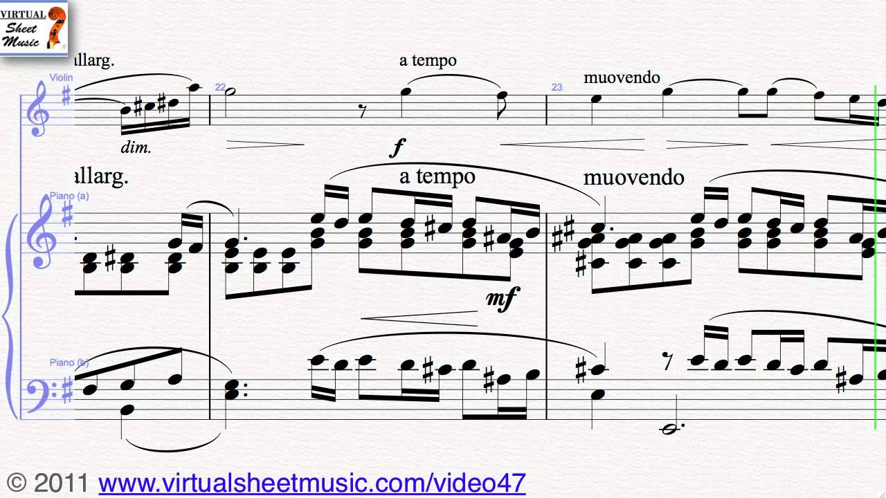 Serjeij Rachmaninoff's Vocalise Op.34 No. 14, Violin and Piano Sheet Music - Video Score