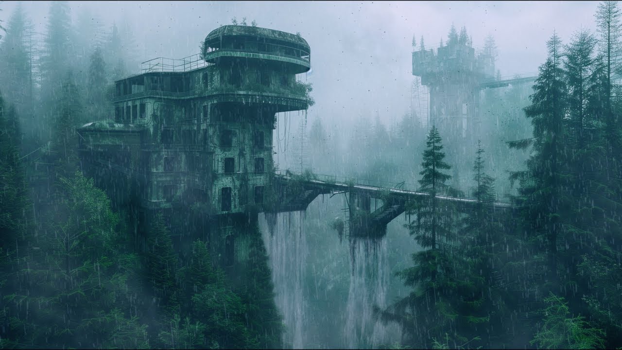 Forest Outpost in Heavy Rain 6H - Dystopian Dark Ambient Music - Ambience for Sleep Study Focus