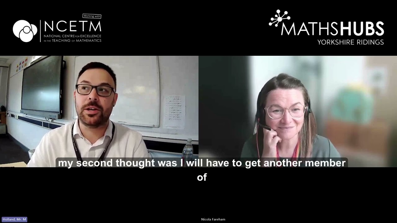 Matt Holland (Maths Lead, Fulford) discussion with Yorkshire Ridings Maths Hub Lead Nicola Fareham
