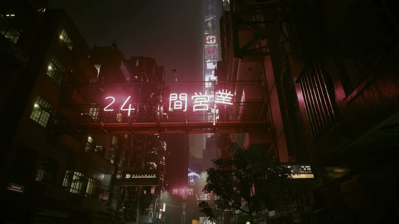 Cyberpunk 2077 | 9 Hour Neon Rain ambience for Focus and Relaxation