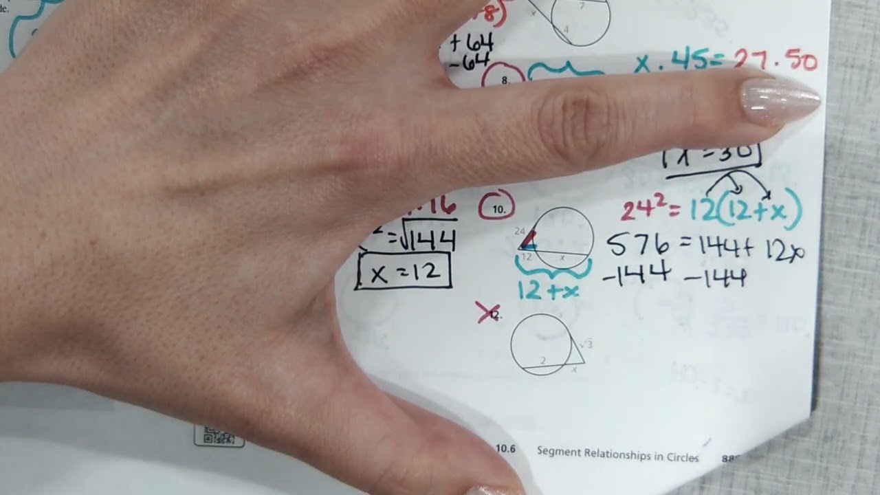 Lesson 10.6 Segment Relationships in Circles