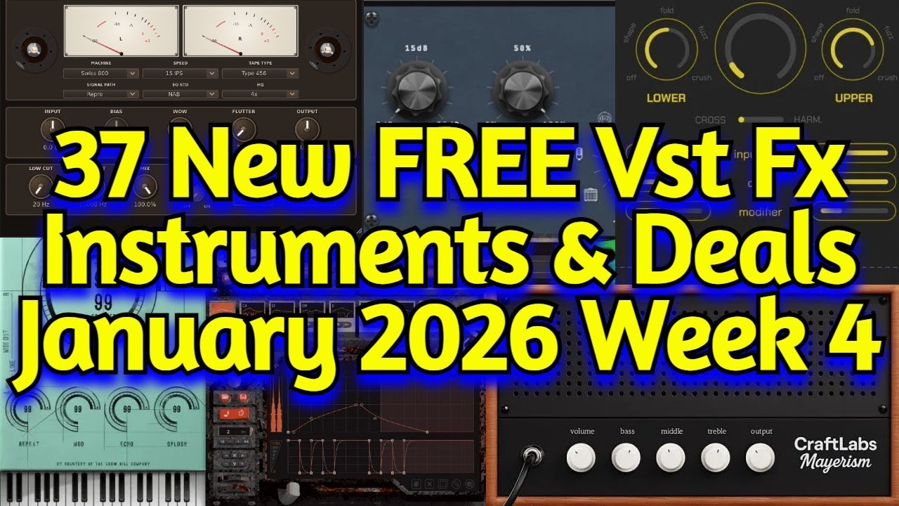 37 Best New FREE Effect Plugins, Vst Instruments & Audio Plugin Deals - JANUARY 2026 Week 4