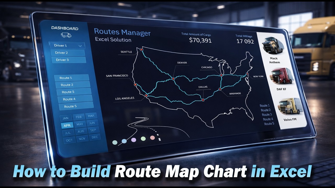How to Create Interactive Route Map Chart in Excel for Logistics Dashboard