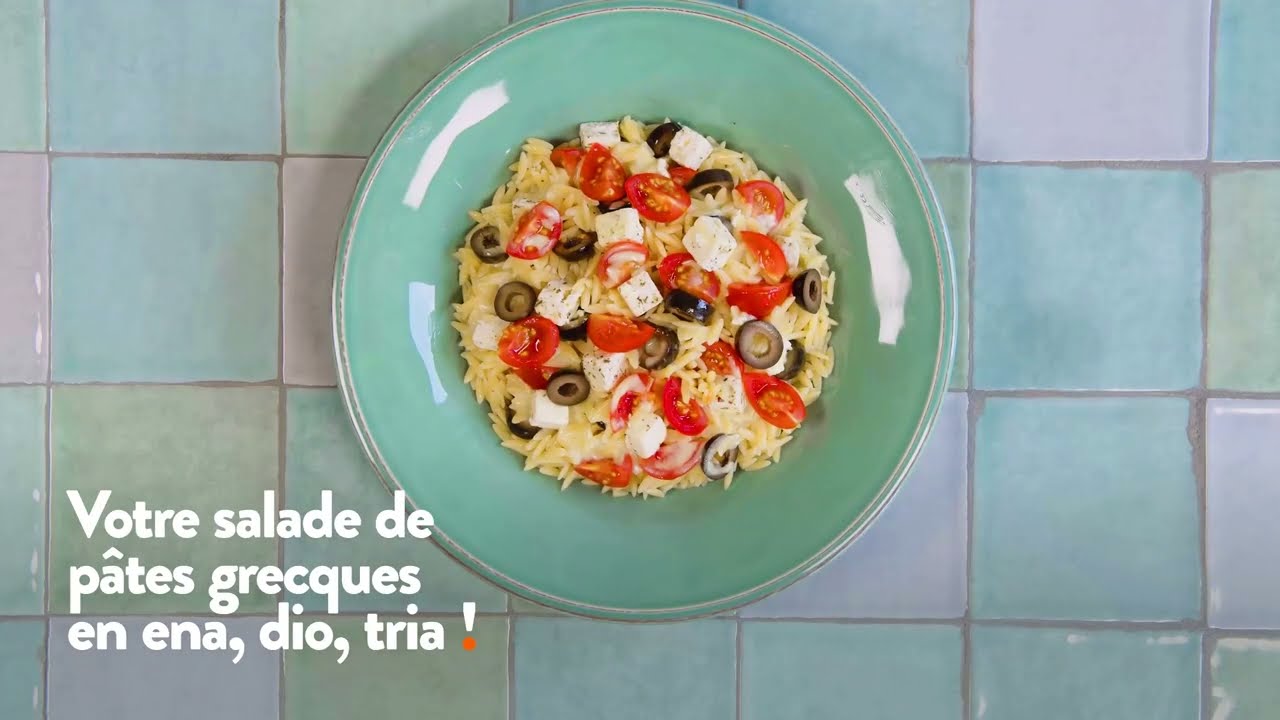 Okay | P&acirc;tes grecques aux olives et aux tomates en 1-2-3