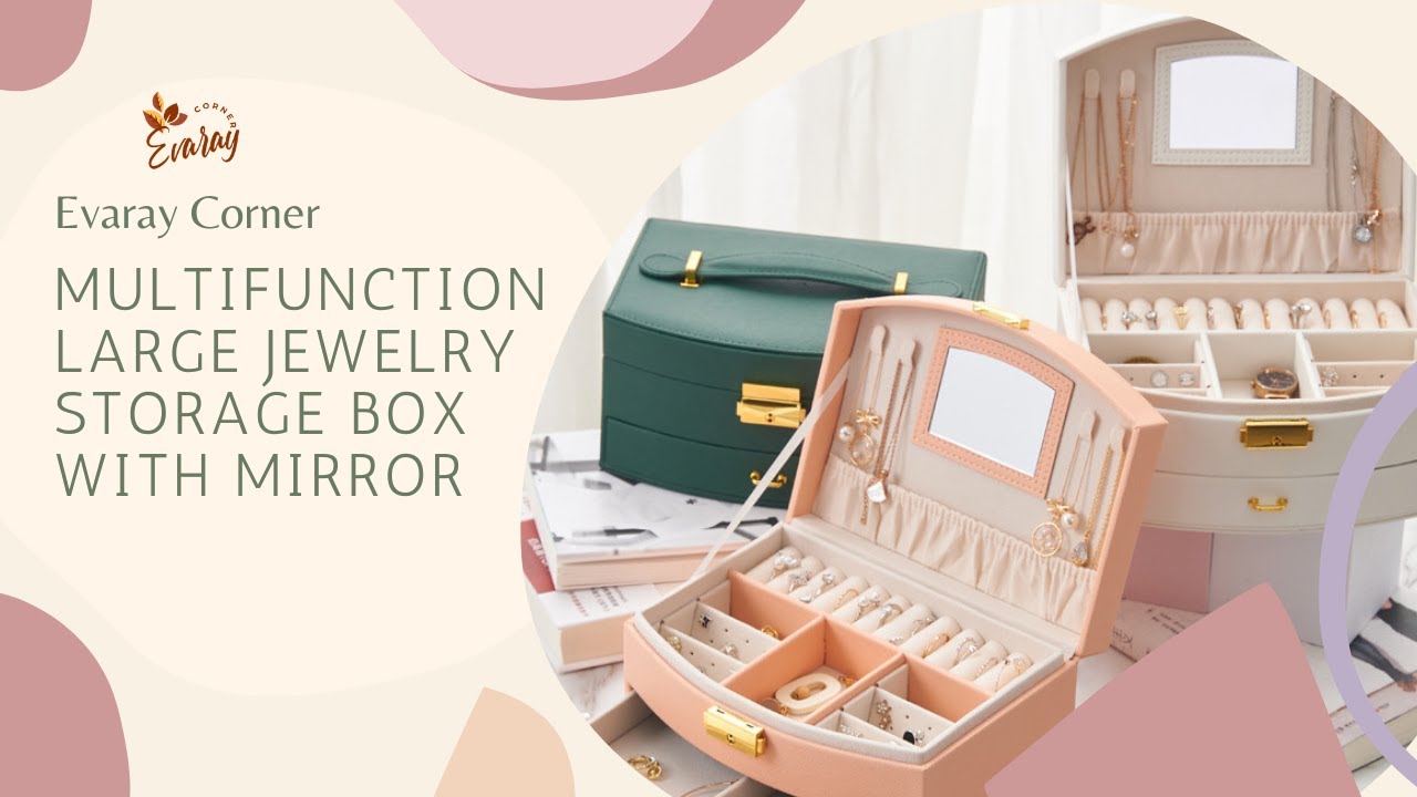 Multifunction Large Jewelry Storage Box with Mirror | Evaray Corner