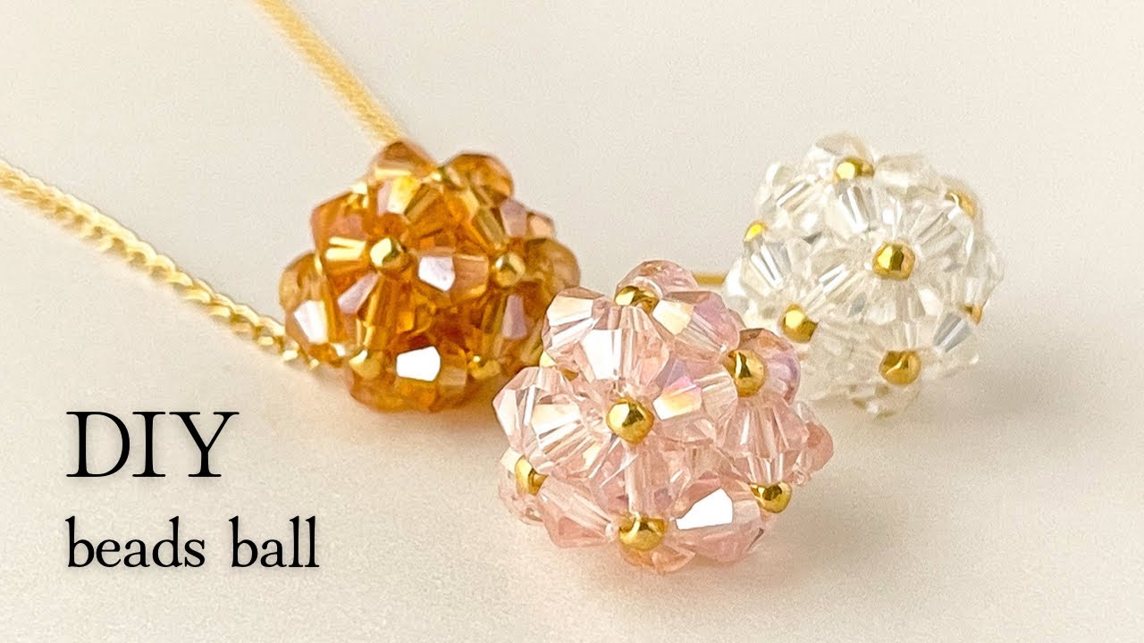 DIY / beaded ball 💎ソロバンビーズで作る、ビーズボール🪩初心者さんも作れるデザイン♪