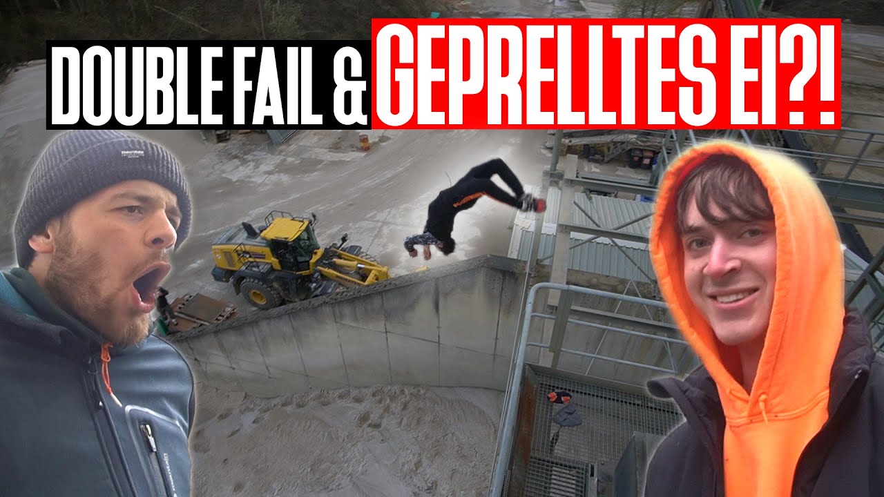 Hodenprellung?! DOUBLE LAYOUTS & China-B&ouml;ller im Hinterteil! | Parkour in riesigem Kieswerk