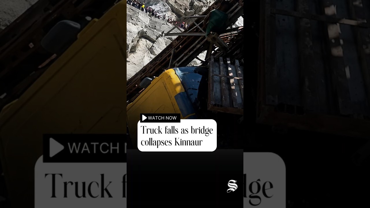 Iron Bridge Collapses in Kinnaur | Truck Falls into Sutlej River on NH-5, Driver Survives