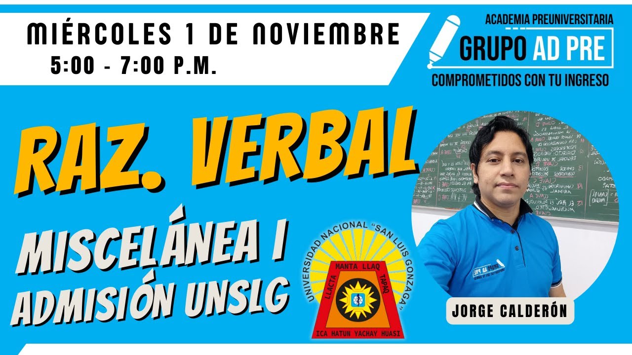 RAZONAMIENTO VERBAL - REPASO I - ADMISIÓN UNSLG