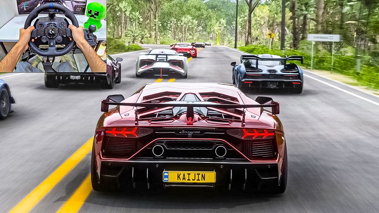 Lamborghini Aventador SVJ VS Hypercars - Forza Horizon 5 | Logitech G923 Steering Wheel