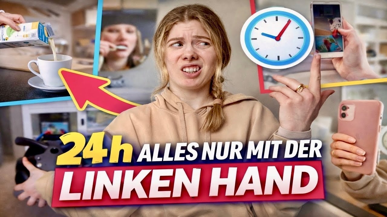 24H ALLES nur mit LINKS machen👀🙋🏼‍♀️//wohl ehr 24H GEHIRN-JOGGING🤯