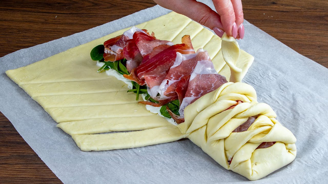 Rollo con masa de hojaldre y jamón serrano - ¡Te va a encantar esta receta!