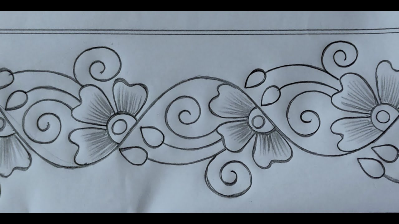 Hand embroidery nakshi kantha design drawing border line tutorial,নকশীকাঁথা নকশা