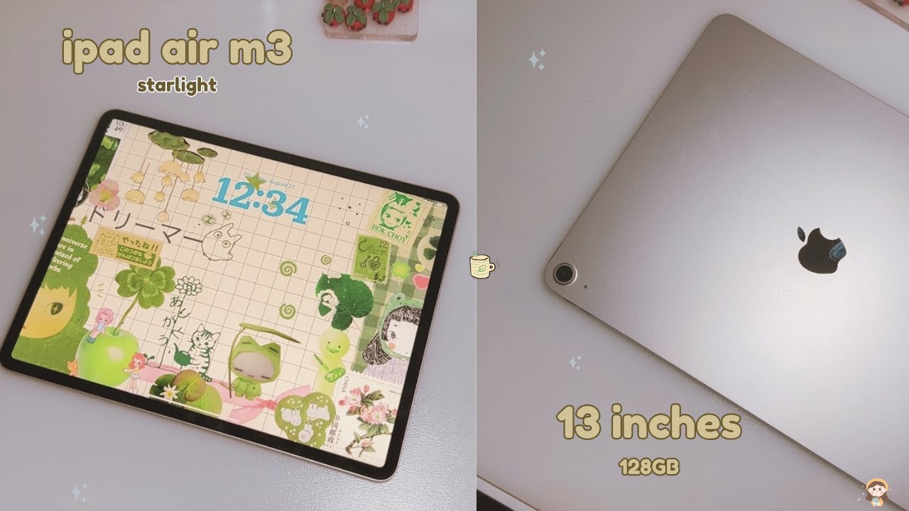 Ipad Air 13 inch M3 unboxing asmr unboxing and setup 🐥🍓