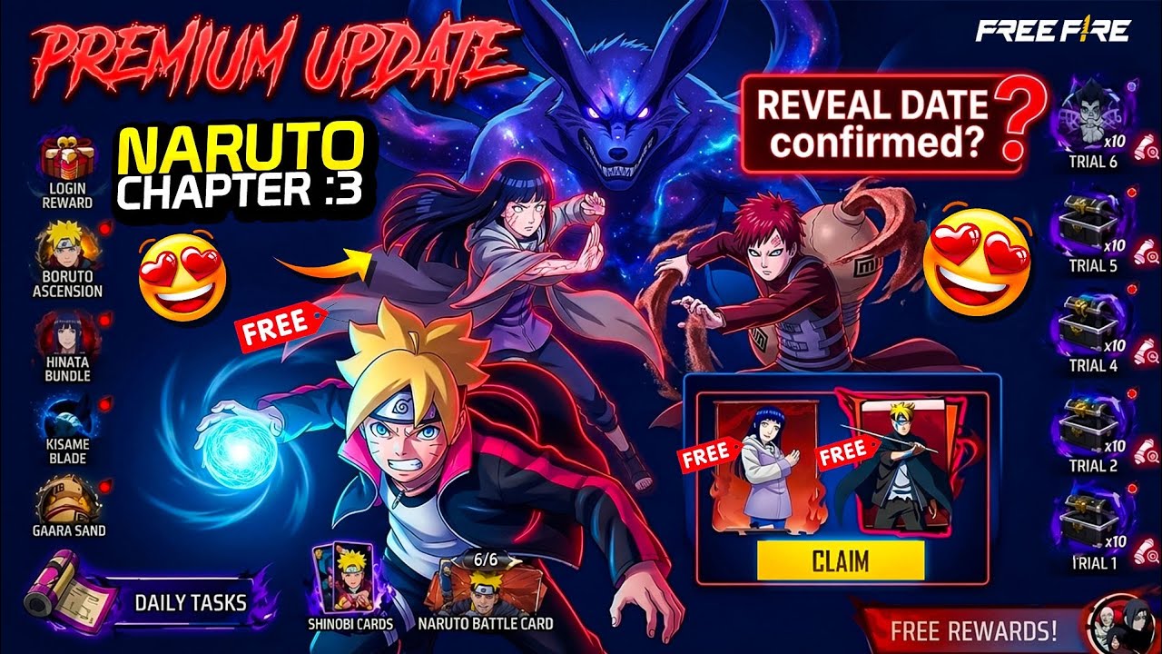 100% CONFIRM DATE NARUTO CHAPTER 3🔥| NARUTO CHAPTER 3 FREE FIRE | FREE FIRE NEW EVENT BANGLA