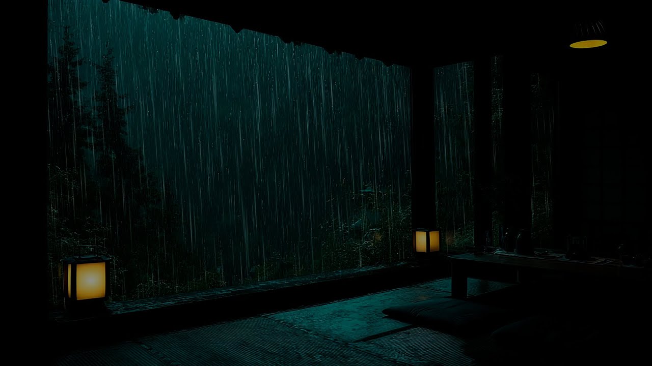 ⛈️ Heavy Rain on Window | Dark Forest Ambience and Thunderstorm Sounds | Sleep Fast in 3 Hours