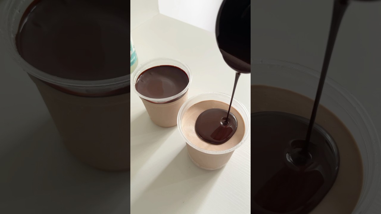 Chocolate ice cream knocking cup #asmr #food #satisfying #chocolate #icecream
