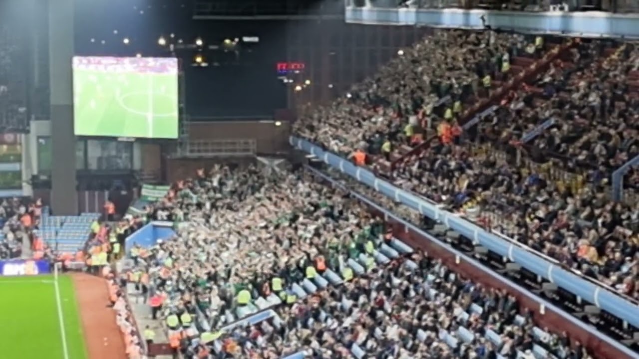 Hibernian fans singing at the end of the game against Villa