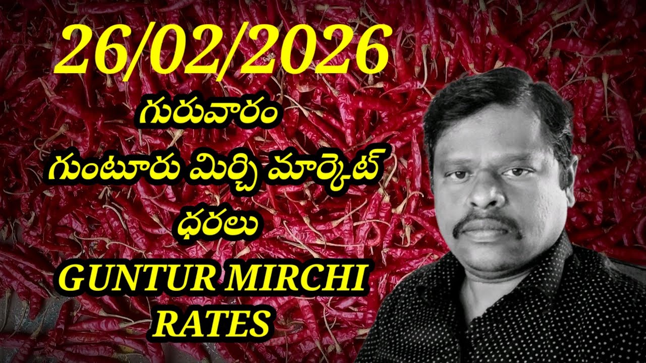 26 February 2026 GUNTUR MIRCHI MARKET RATES గుంటూరు మిర్చి మార్కెట్ ధరలు 