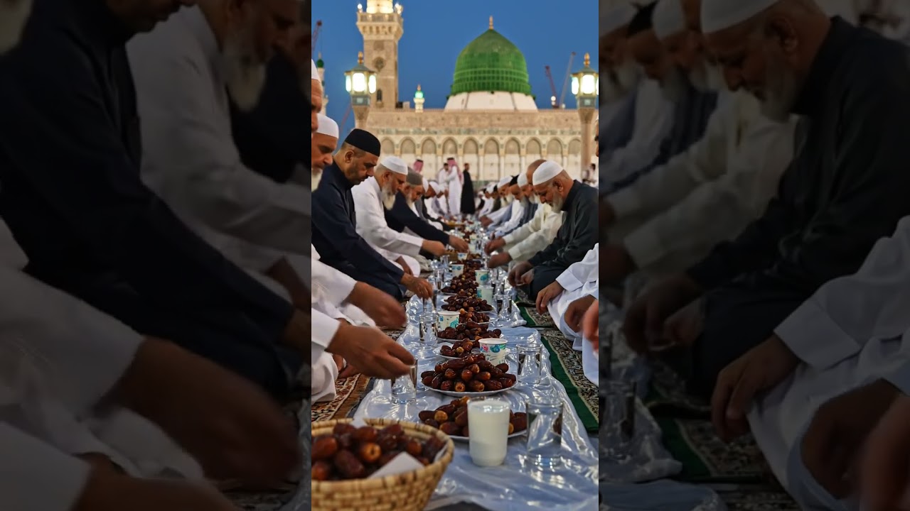 👉🎉☪️ iftar party time madina sharif video ramzan Mubarak #ramzanmubarak #viralvideo #ramzanstatus