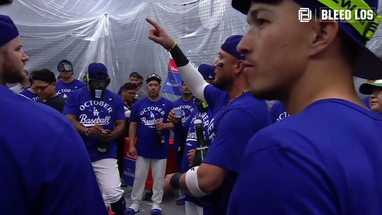 Dodgers Postseason Dodgers Toast NLDS Berth 🍾 Dave Roberts & Miguel Rojas Lead Champagne Celebration