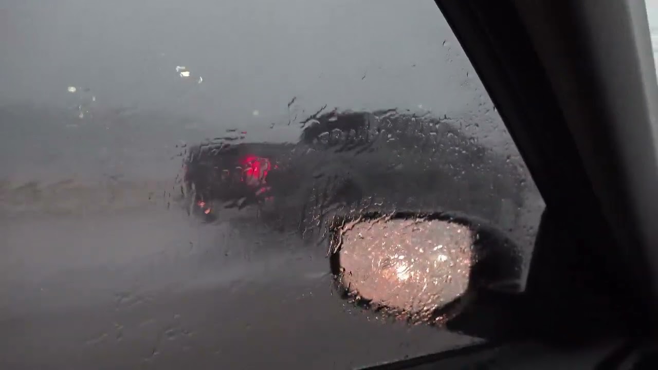 DRIVING IN HEAVY THUNDERSTORM WITH HAIL