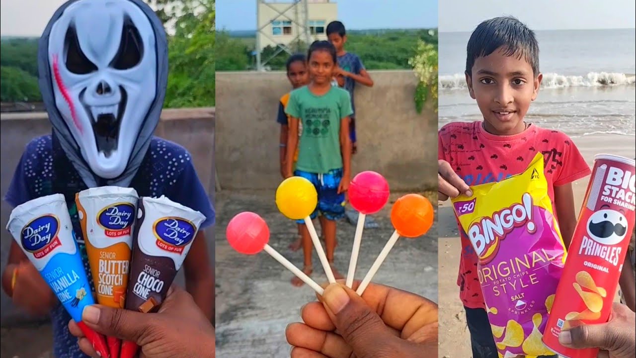 Butter scotch cone ice cream gems candy biggest lollipop chupa chups kinder Joy 