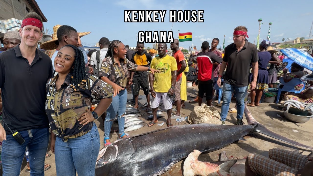 I took Sonny of @Best Ever Food Review Show to the FISH MARKET in GHANA || Tasting Delicious food