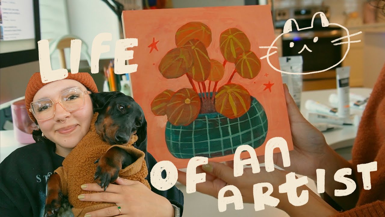 a week as a small artist ✶ painting again, packing + small block carving studio vlog: 068