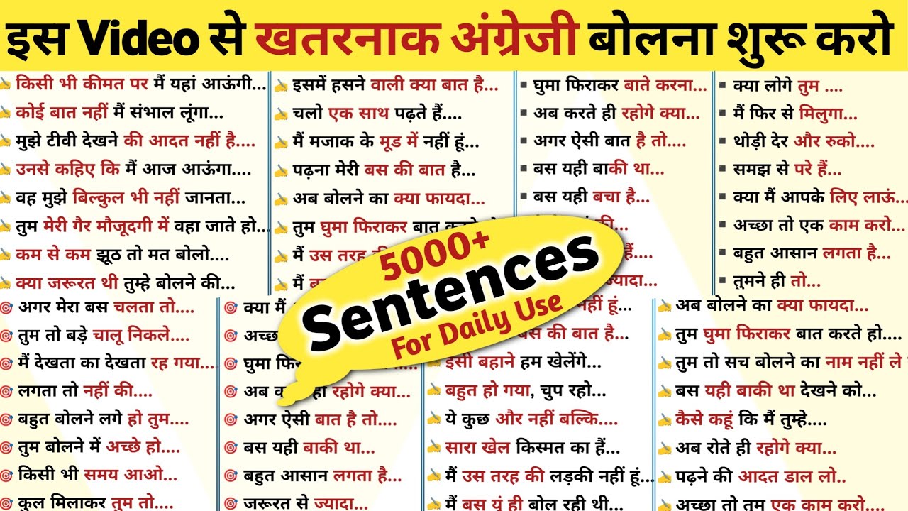10,000 English Sentences for Beginners/ Spoken English Full course