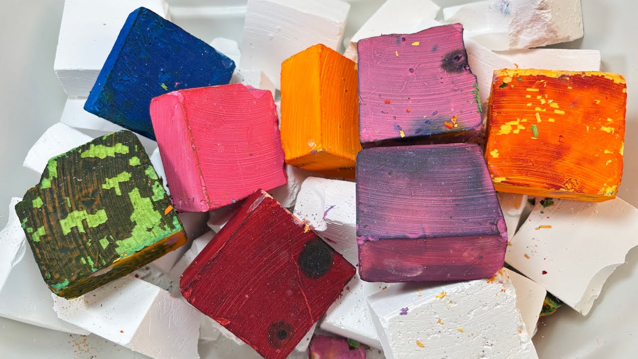 Buttery Rainbow Chalk and Crispy Gymchalk Block ! Oddly Ssatisfying