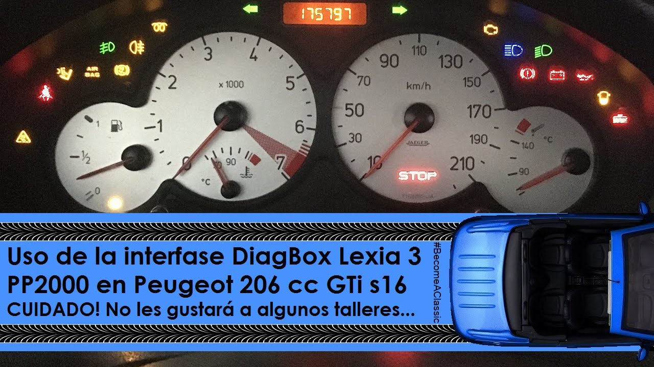 Uso de la interfase DiagBox Lexia 3 PP2000 en Peugeot 206 cc GTi s16 #becomeaclassic links abajo
