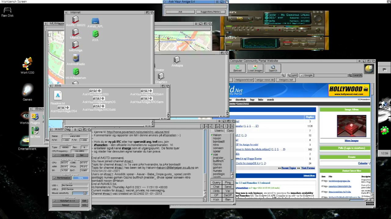 AmigaOS 3.x in 1920x1080 on Amiga 1200 with 68060