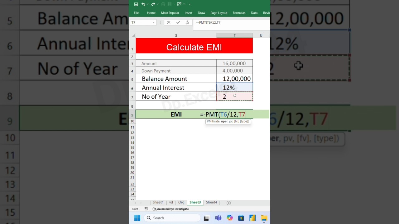 PMT function in Excel