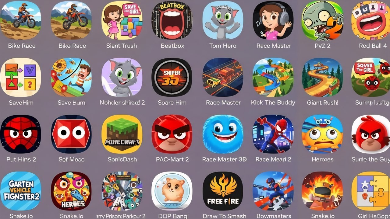 Roblox,Sprunki survival,Hay Day,Brainrot Runner,Temple Run 2,Cat Survival,Granny,Comic Bob,Save Fish