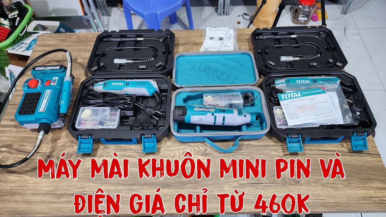 Các Mẫu Máy Mài Khuôn Mini Total Dùng Điện, Dùng Pin 12v và 20v. Giá Chỉ Từ 460k