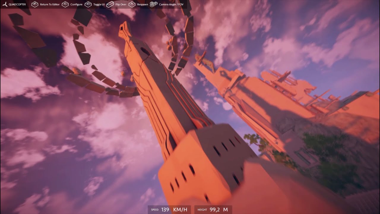 Free FPV Simulator : Worlds Adrift, drone mode, first flights