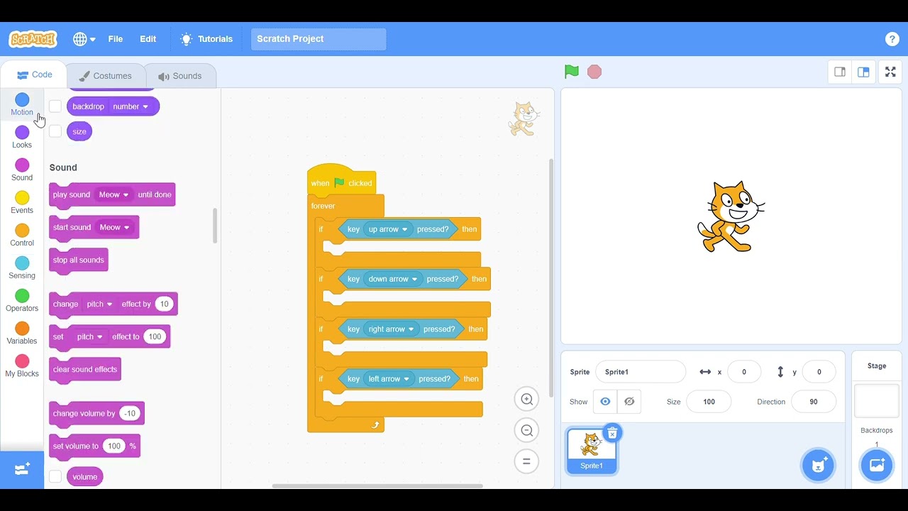 How To Move A Sprite With Arrow Keys In Scratch? (In 1 Minute)